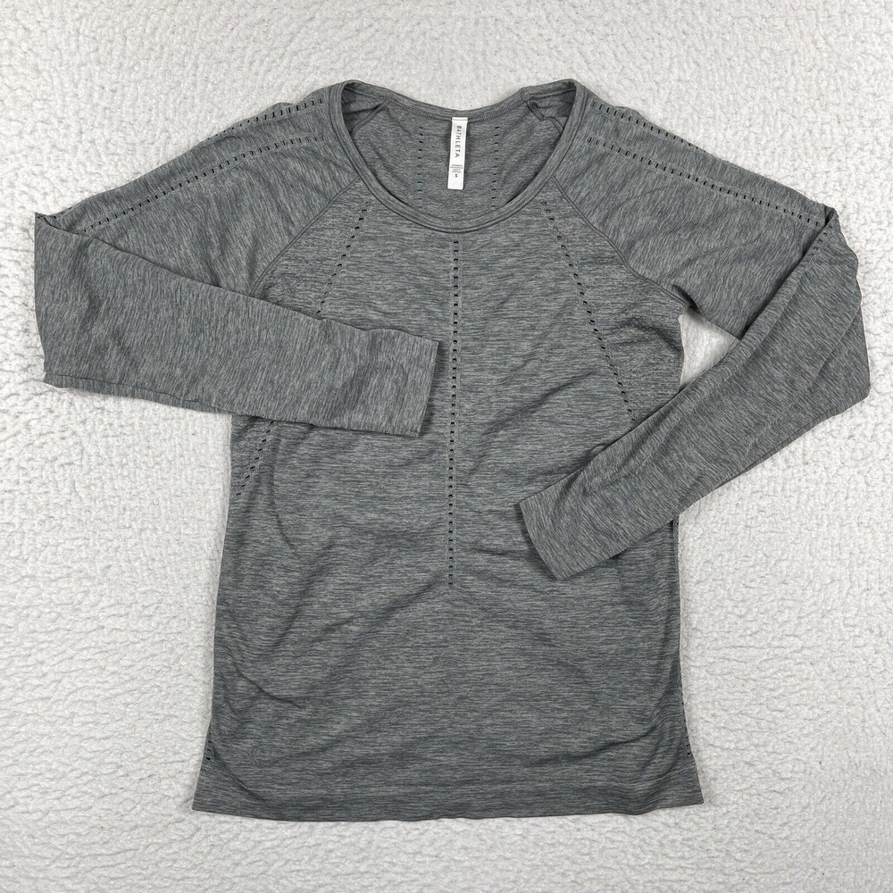 Athleta Shirt Womens Small Gray Foothill Seamless Long Sleeve Stretch Active Top